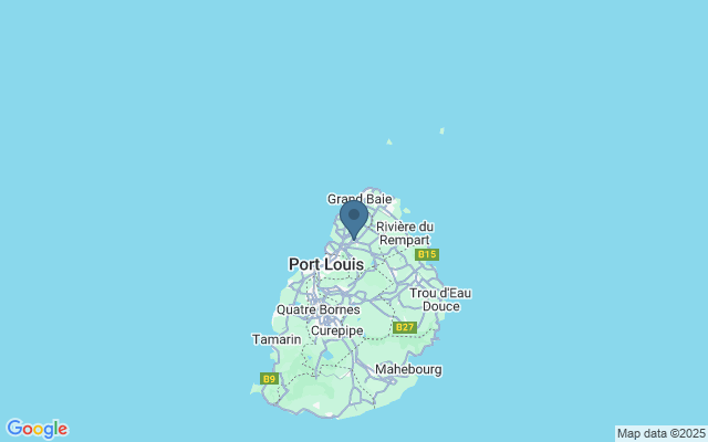 Kaart met locatie Botanische tuin Pamplemousse